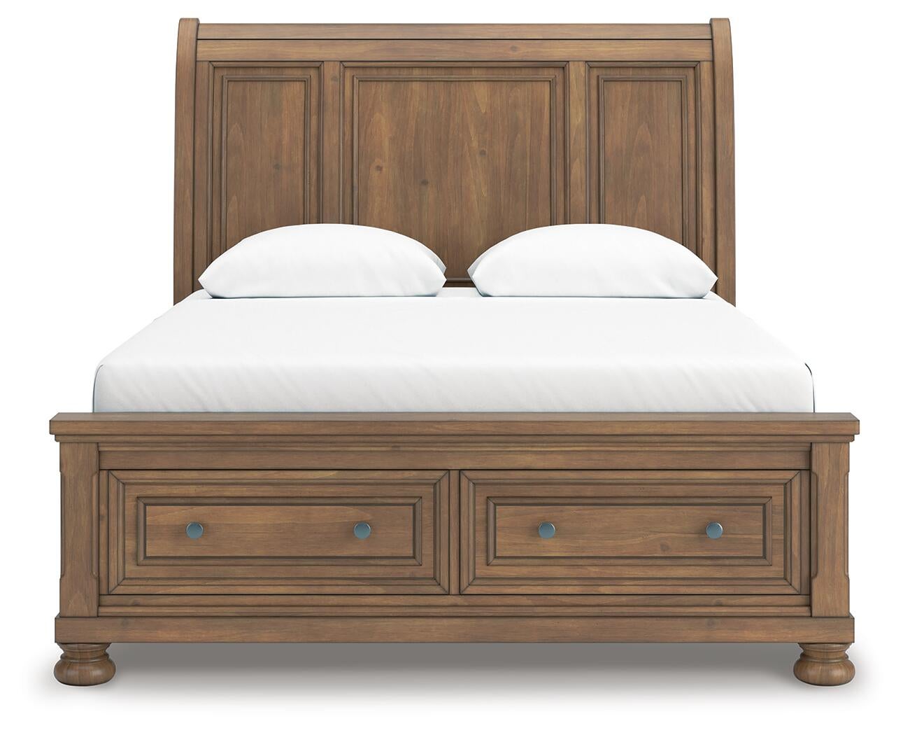 Feddinger Queen Storage Sleigh Bed with Mirrored Dresser and Nightstand