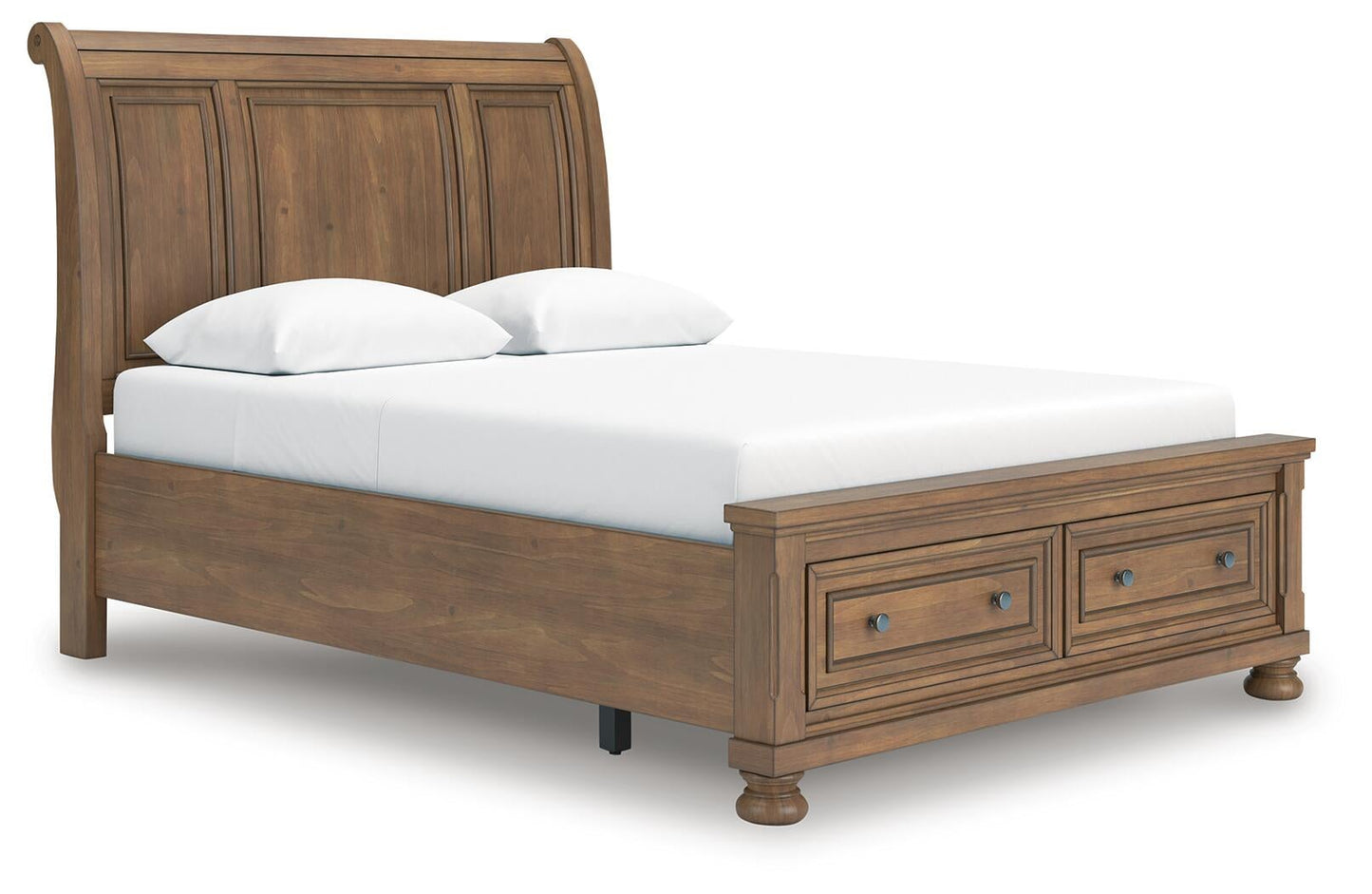 Feddinger Queen Storage Sleigh Bed with Mirrored Dresser and Nightstand