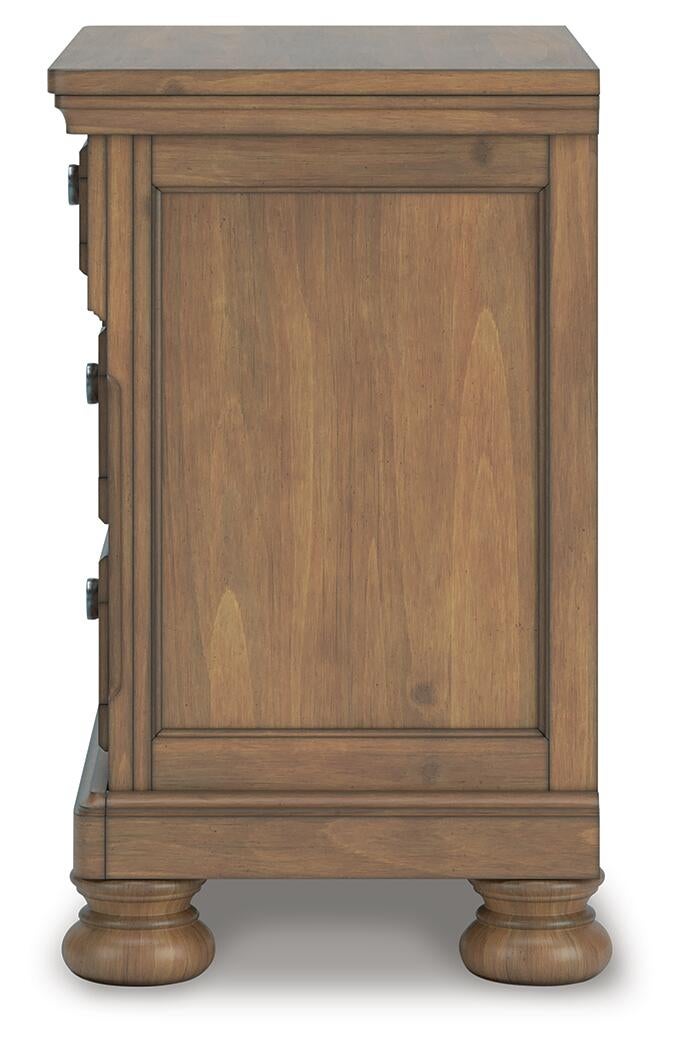 Feddinger Queen Storage Sleigh Bed with Mirrored Dresser and Nightstand