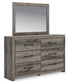 Graystorm Twin Panel Bed with Storage, Dresser and Mirror