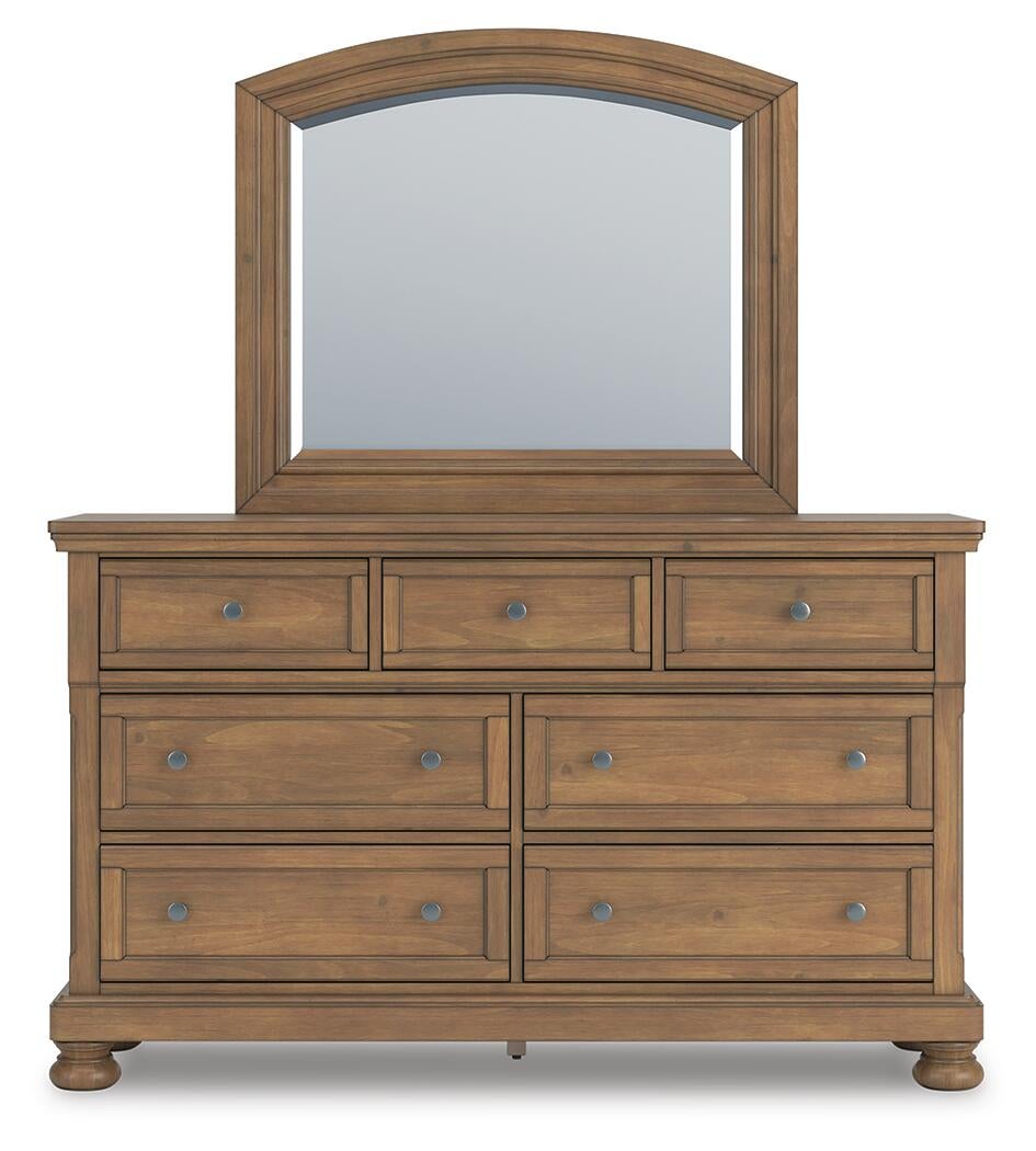 Feddinger King Panel Bed with Mirrored Dresser, Chest and Nightstand