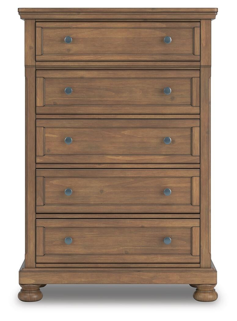 Feddinger King Panel Bed with Mirrored Dresser, Chest and Nightstand