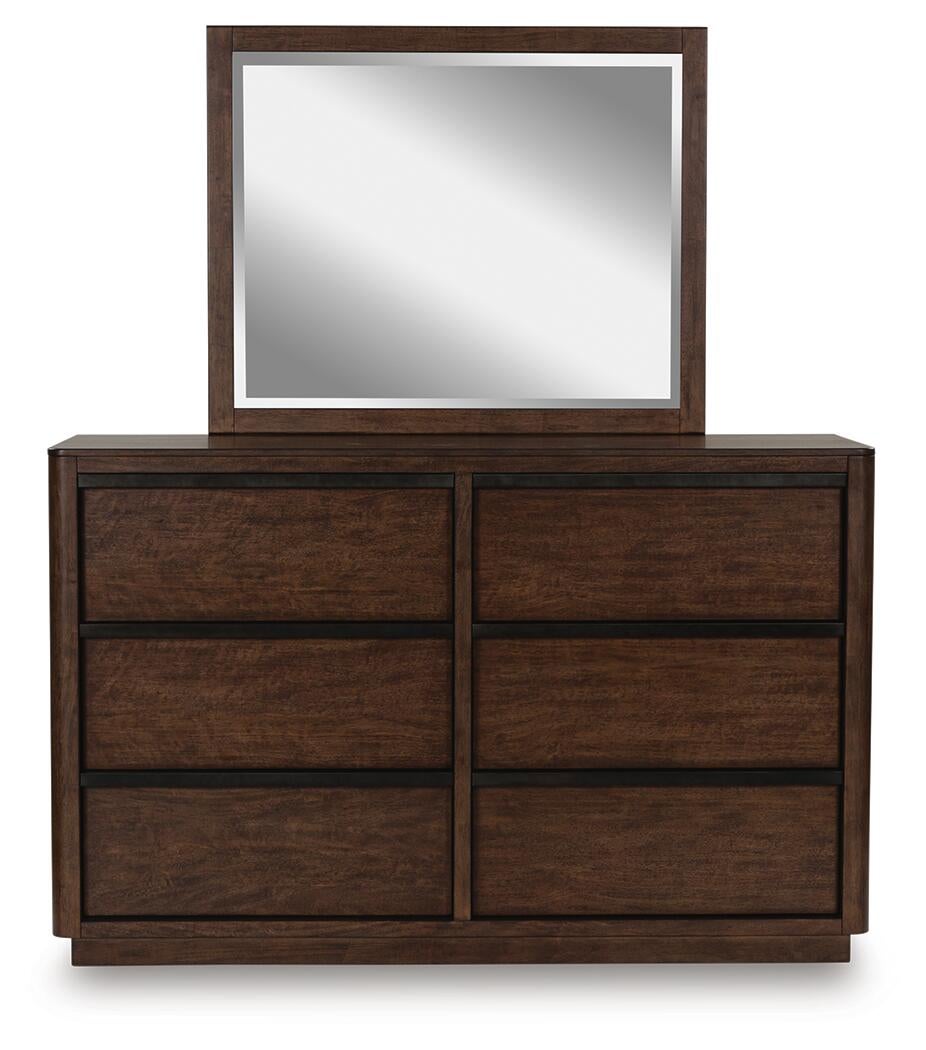 Dilenno Queen Canopy Bed with Mirrored Dresser and Nightstand