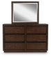 Dilenno Queen Canopy Bed with Mirrored Dresser and Nightstand