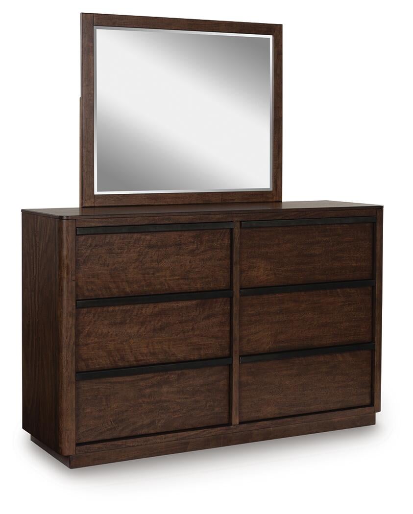 Dilenno Queen Canopy Bed with Mirrored Dresser and Nightstand
