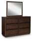 Dilenno Queen Canopy Bed with Mirrored Dresser and Nightstand