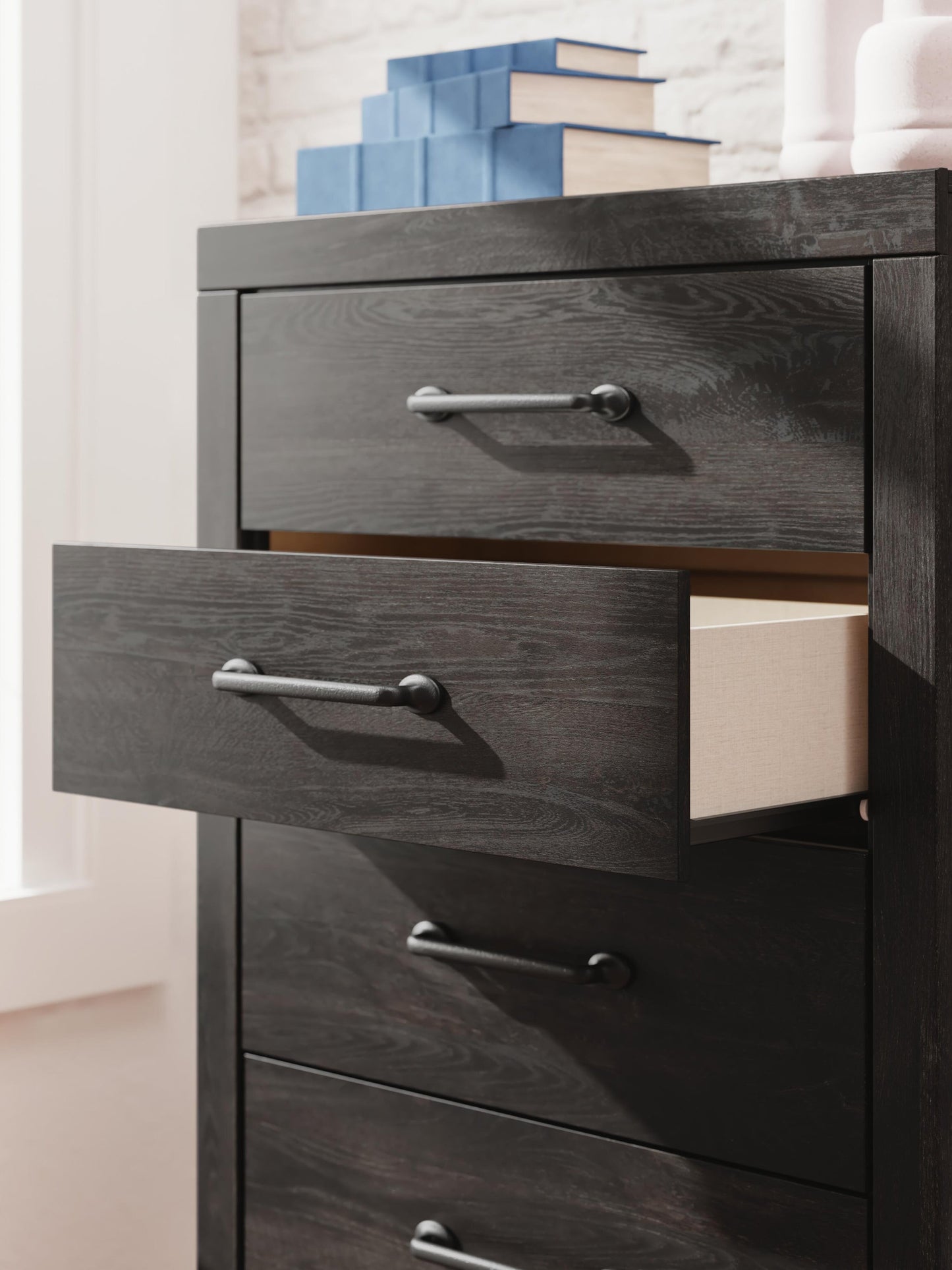 Hollivern Full Panel Bed with Storage, Dresser, Mirror, Chest and Nightstand
