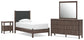 Pamytta Twin Upholstered Panel Platform Bed, Dresser, Mirror and Nightstand