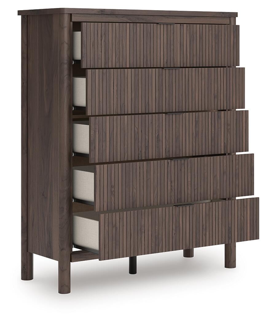 Cadmori King Panel Platform Bed, Dresser, Mirror, Chest and Nightstand