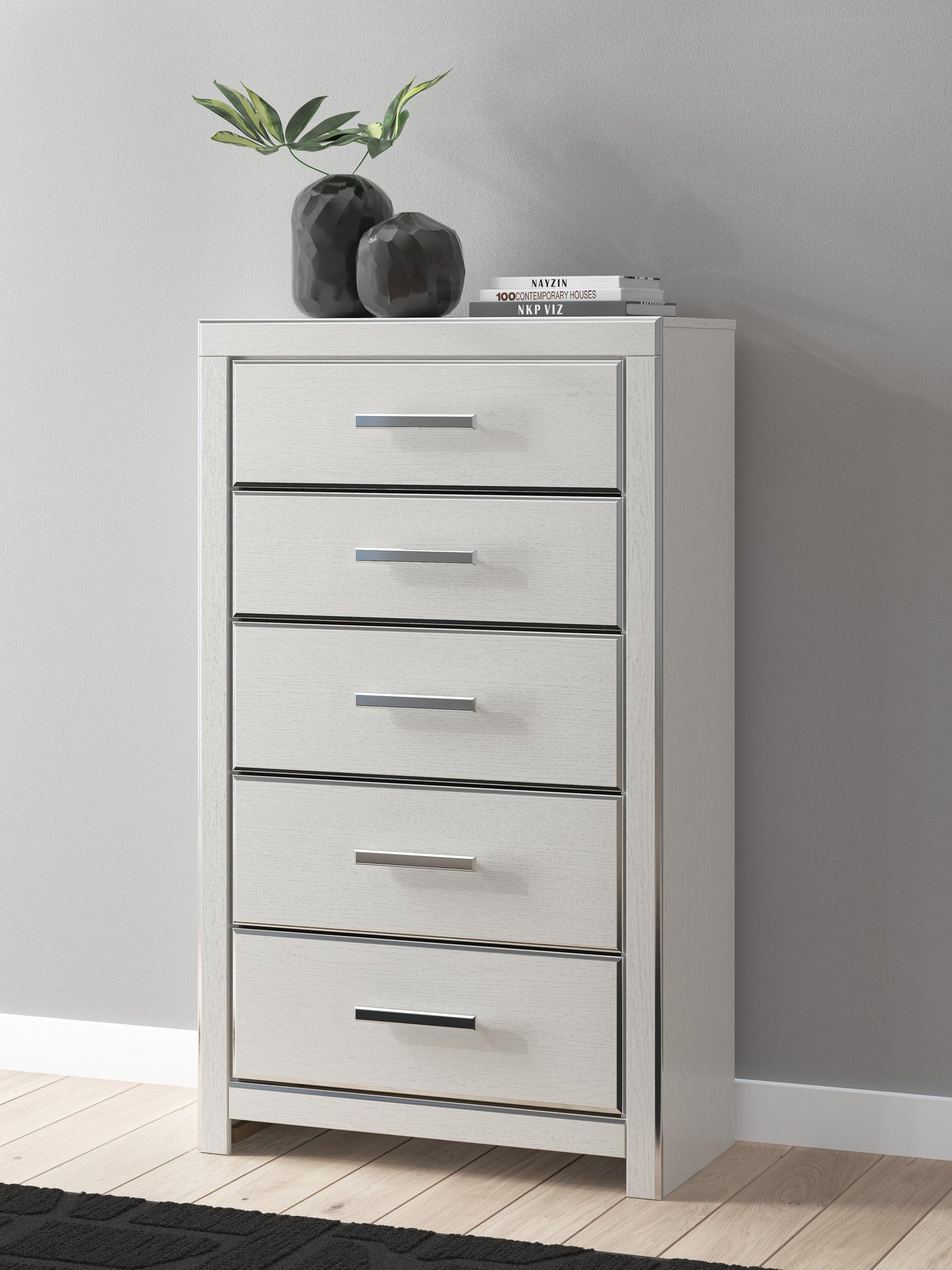 Zuraleus Queen Upholstered Panel Bed, Dresser, Mirror, Chest and Nightstand