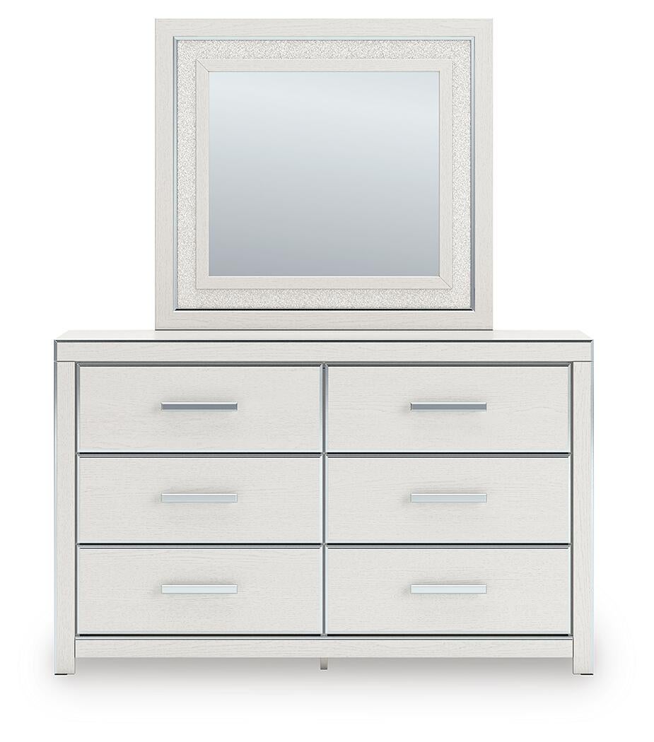 Zuraleus Queen Upholstered Panel Platform Storage Bed, Dresser and Mirror