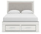 Zuraleus Queen Upholstered Panel Platform Storage Bed, Dresser and Mirror