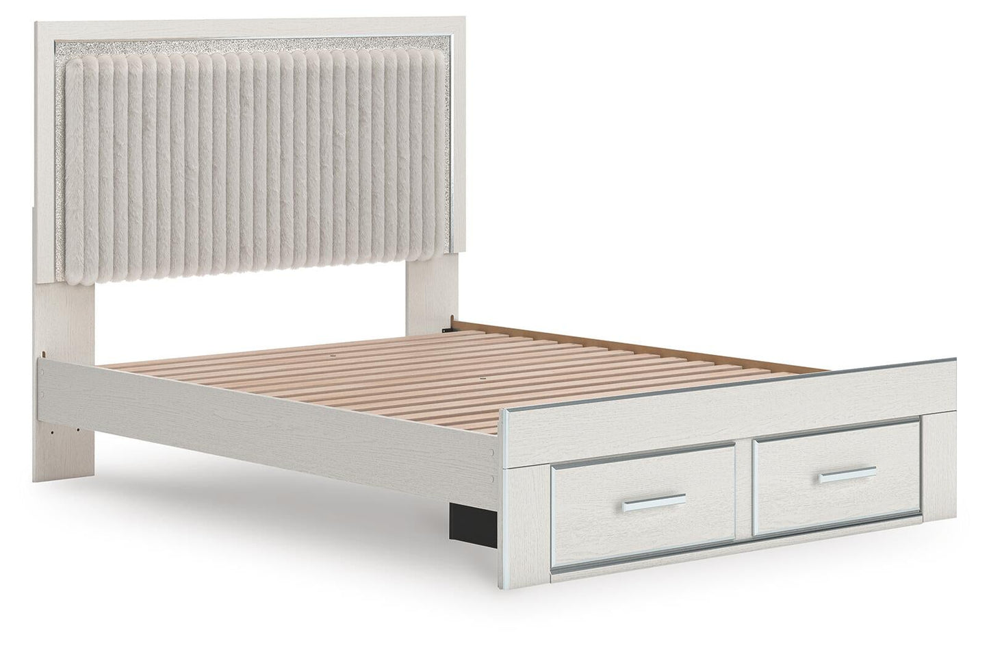 Zuraleus Queen Upholstered Panel Platform Storage Bed, Dresser and Mirror