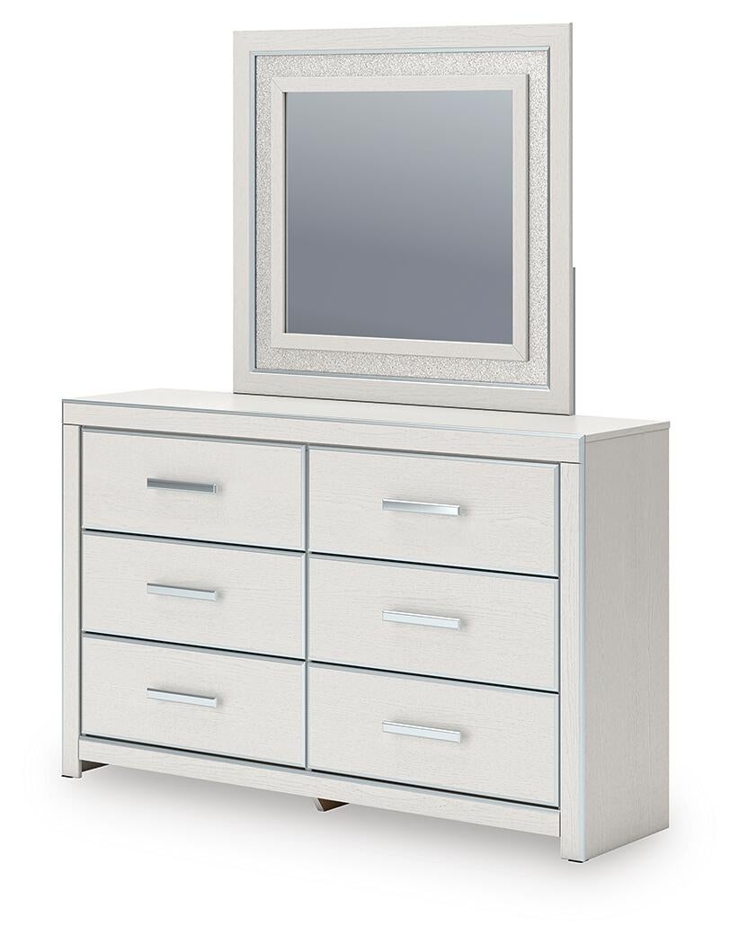 Zuraleus Queen Upholstered Panel Platform Bed, Dresser, Mirror, Chest and Nightstand