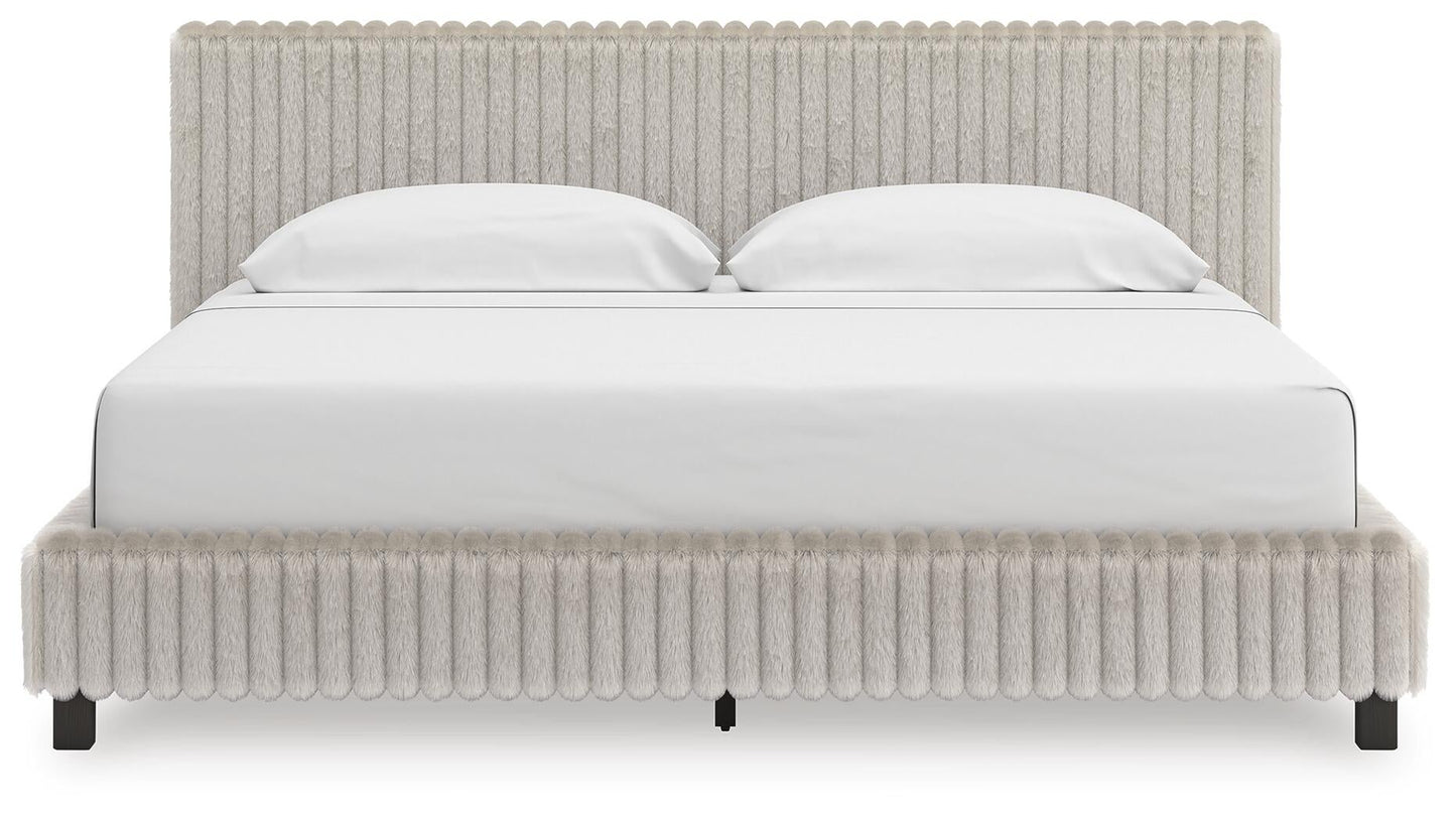 Birmonton King Upholstered Bed, Dresser, Mirror and Nightstand