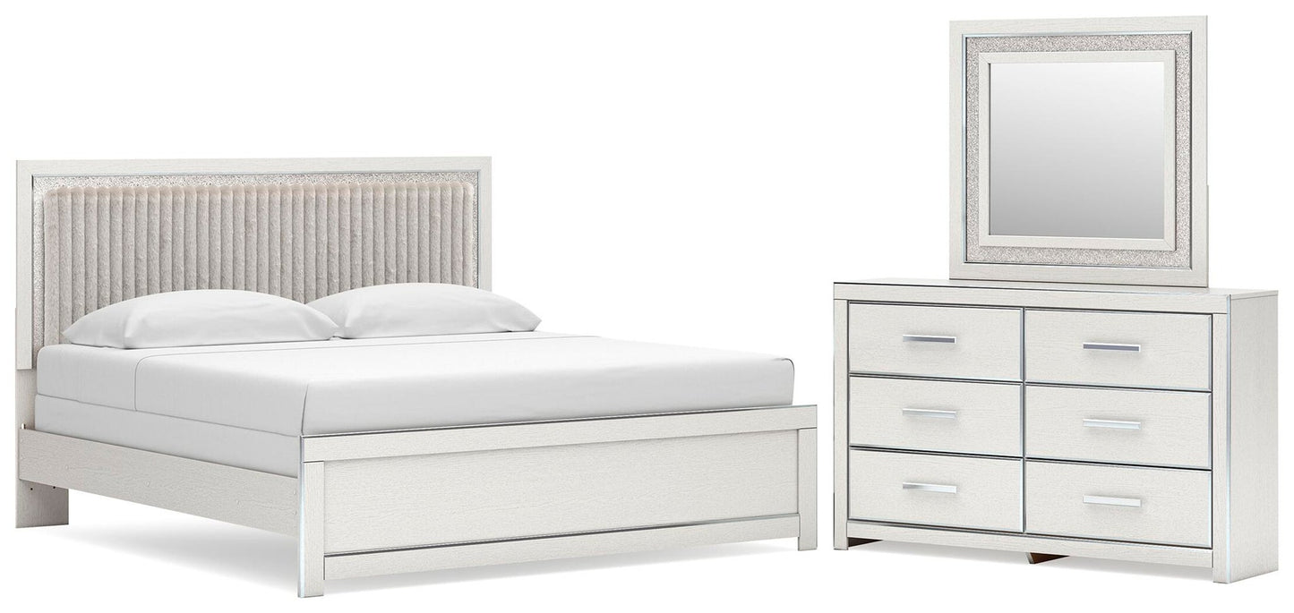 Zuraleus King Upholstered Panel Bed, Dresser and Mirror