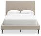 Cielden Full Upholstered Bed with Roll Slats, Dresser and Mirror