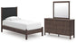 Pamytta Twin Upholstered Panel Platform Bed, Dresser and Mirror