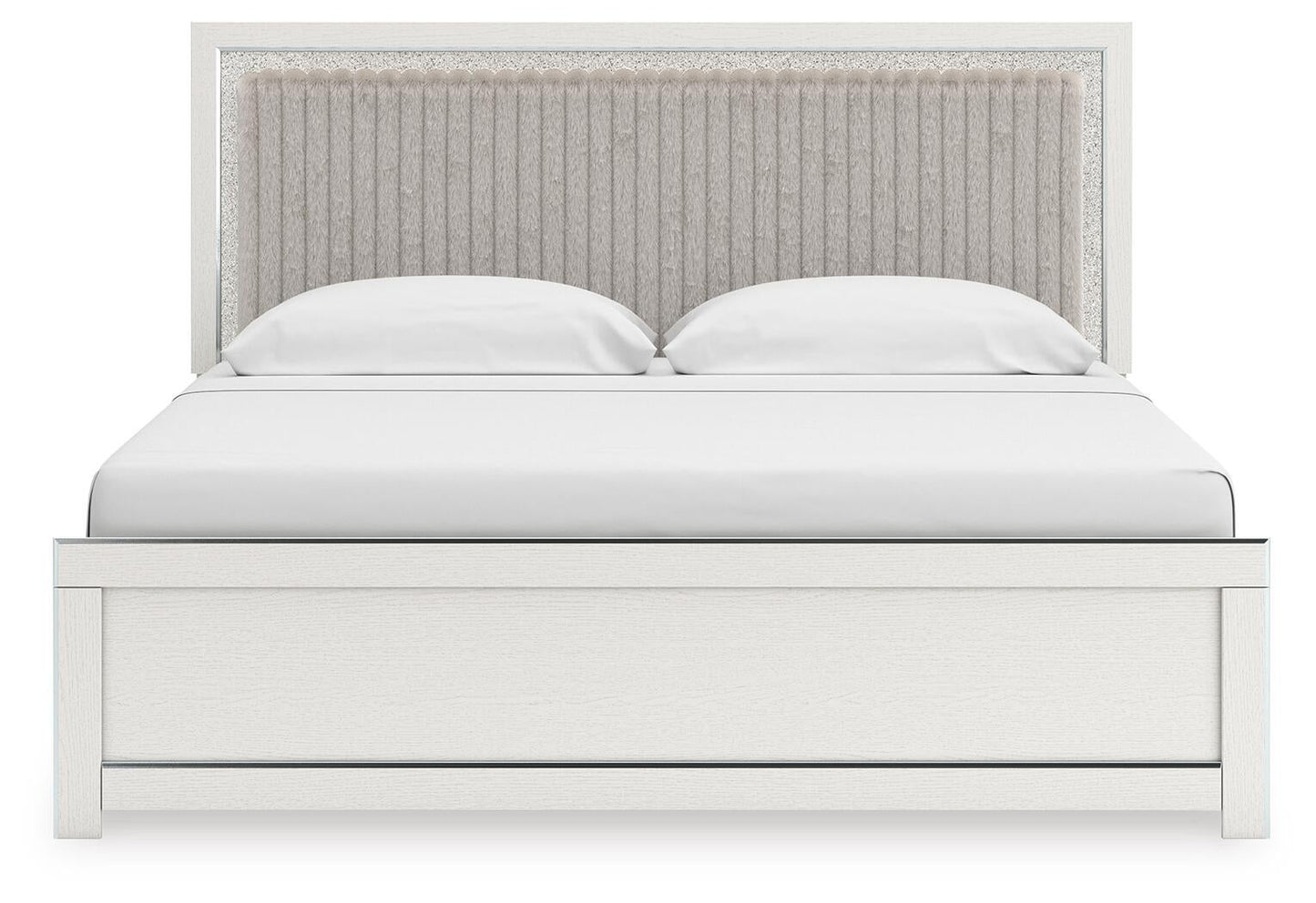 Zuraleus King Upholstered Panel Platform Bed, Dresser, Mirror and Nightstand