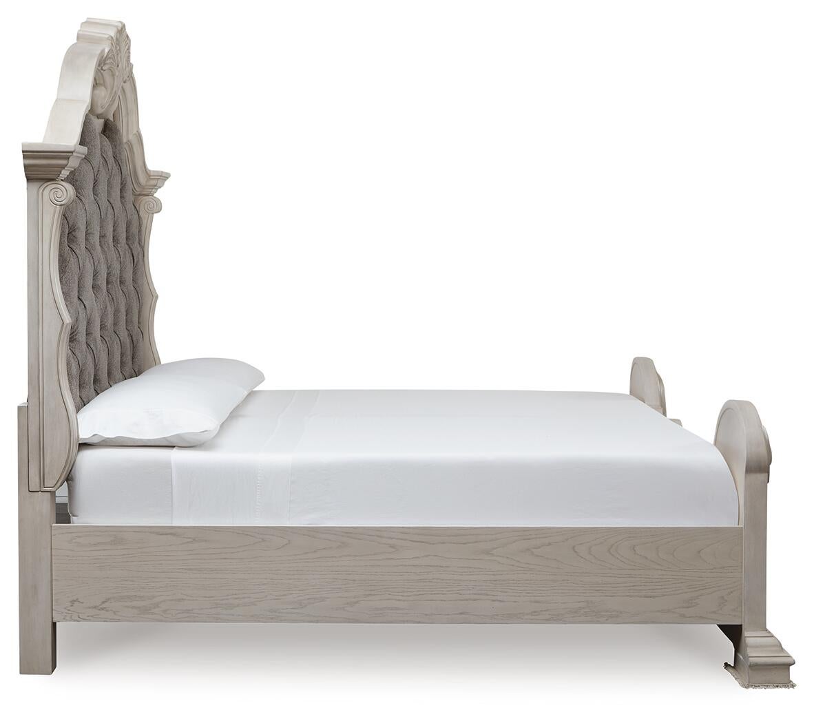Bruchandi King Upholstered Panel Bed with Mirrored Dresser