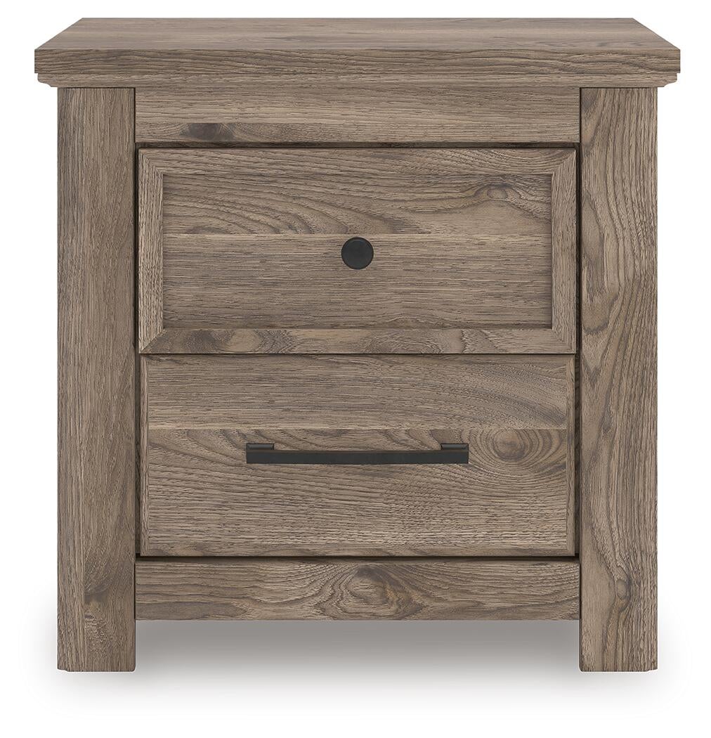 Rusticott Queen Poster Bed with Mirrored Dresser and Nightstand