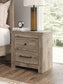 Rusticott Queen Poster Bed with Mirrored Dresser and Nightstand