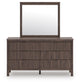 Pamytta Full Upholstered Panel Bed, Dresser and Mirror