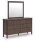 Pamytta Full Upholstered Panel Bed, Dresser and Mirror
