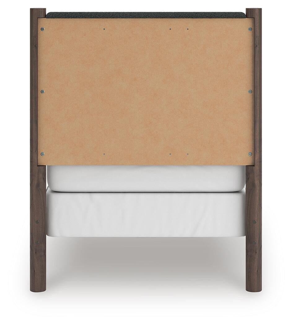 Pamytta Twin Upholstered Panel Bed, Dresser and Mirror