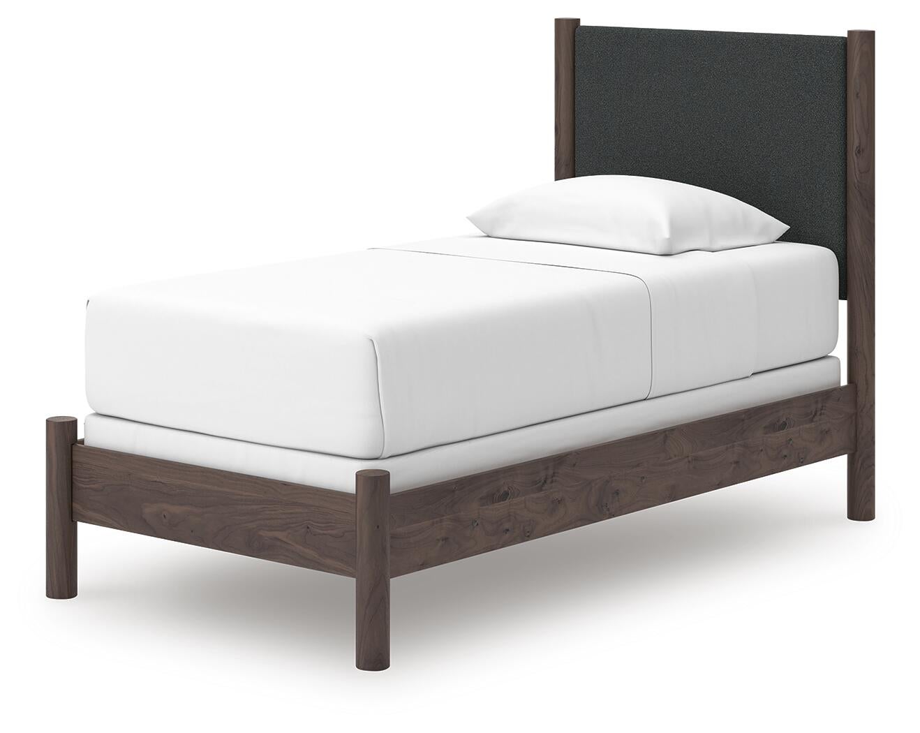 Pamytta Twin Upholstered Panel Bed, Dresser and Mirror