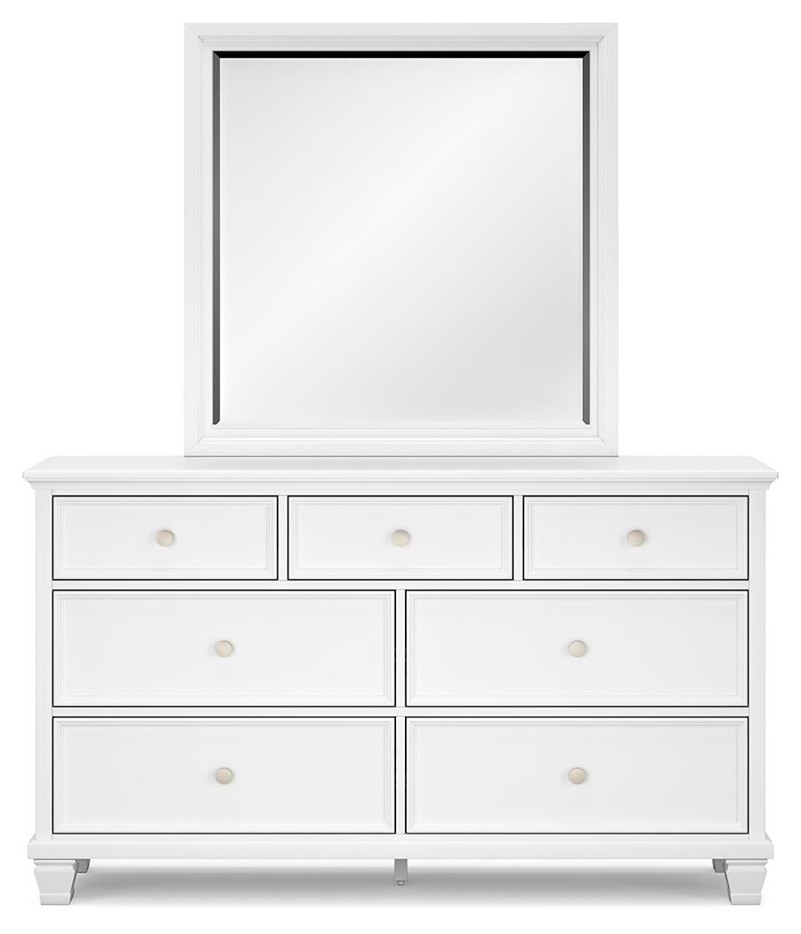 Fortman King Panel Storage Bed with Mirrored Dresser and Nightstand