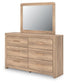 Kinlanni Queen Upholstered Platform Bed, Dresser and Mirror