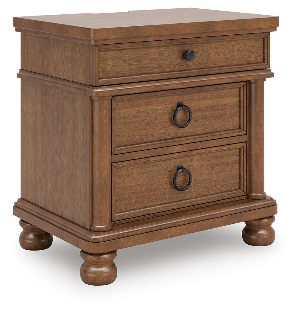 Rowlenstown Queen Poster Bed with Mirrored Dresser and Nightstand