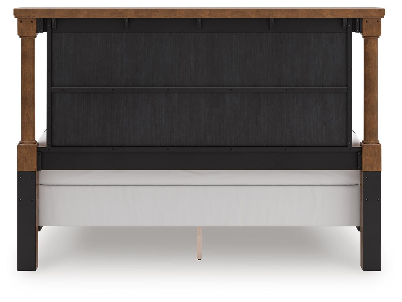 Rowlenstown King Poster Bed with Mirrored Dresser