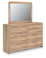 Kinlanni King Upholstered Panel Bed, Dresser, Mirror and Nightstand