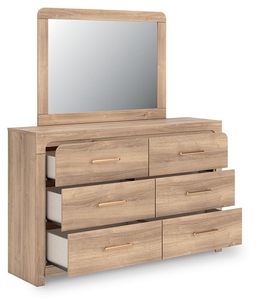 Hollymount King Upholstered Platform Bed, Dresser, Mirror and Nightstand