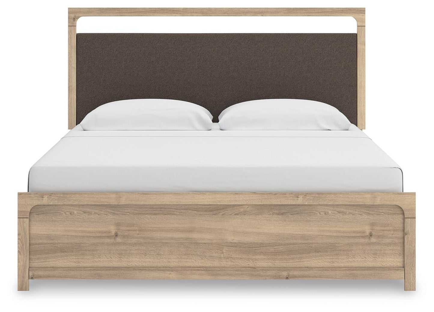 Kinlanni King Upholstered Panel Bed, Dresser and Mirror