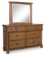 Rowlenstown Queen Poster Bed with Mirrored Dresser