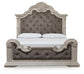 Bruchandi California King Upholstered Panel Bed with Mirrored Dresser and Nightstand