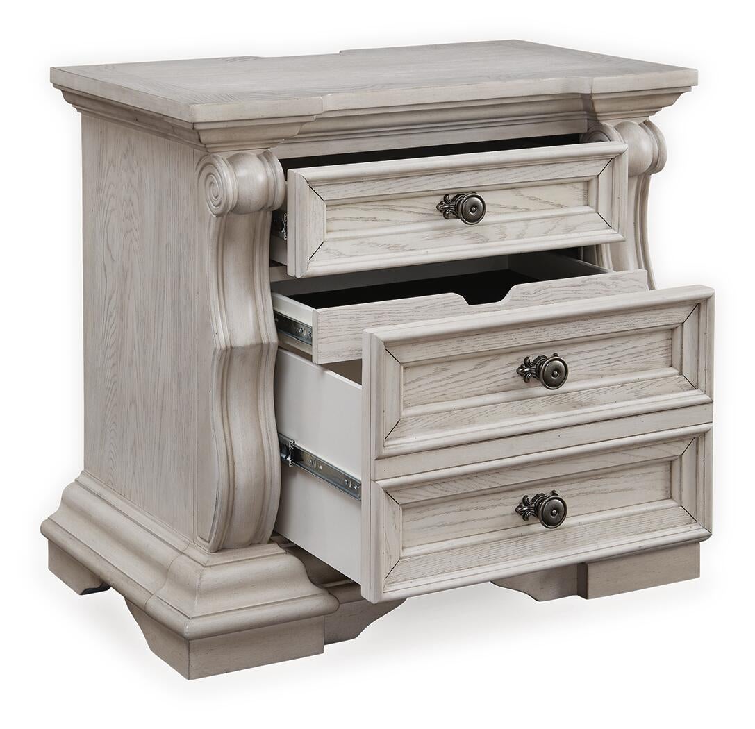 Bruchandi California King Upholstered Panel Bed with Mirrored Dresser and Nightstand