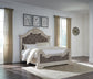 Bruchandi California King Upholstered Panel Bed with Mirrored Dresser and Nightstand