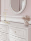 Kozlani Full Upholstered Panel Bed, Dresser and Mirror