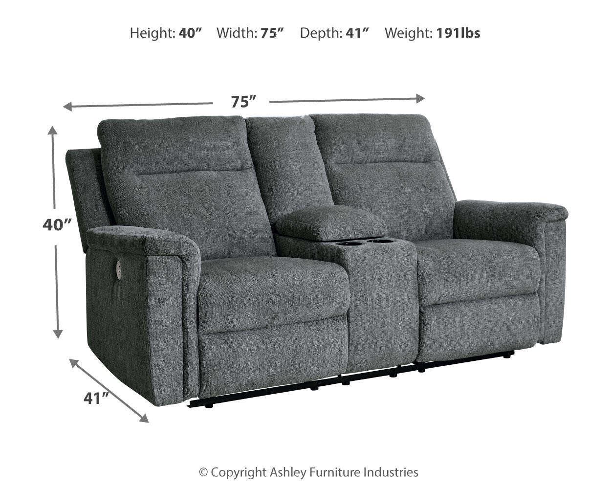 Barnsana DBL REC PWR Loveseat w/Console