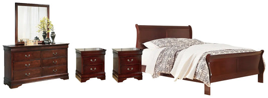 Alisdair California King Sleigh Bed with Mirrored Dresser and 2 Nightstands Premier Furniture & Mattress
