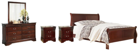 Alisdair Queen Sleigh Bed with Mirrored Dresser and 2 Nightstands Premier Furniture & Mattress