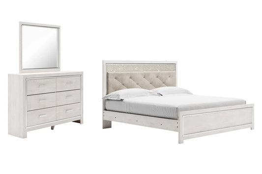 Altyra King Panel Bed with Mirrored Dresser Premier Furniture & Mattress