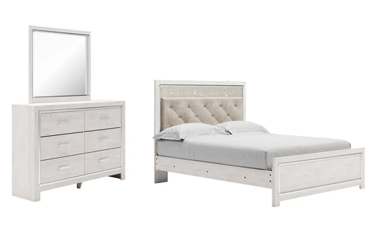Altyra Queen Panel Bed with Mirrored Dresser Premier Furniture & Mattress
