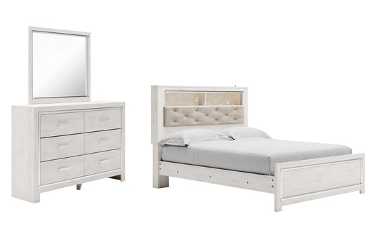 Altyra Queen Panel Bookcase Bed with Mirrored Dresser Premier Furniture & Mattress