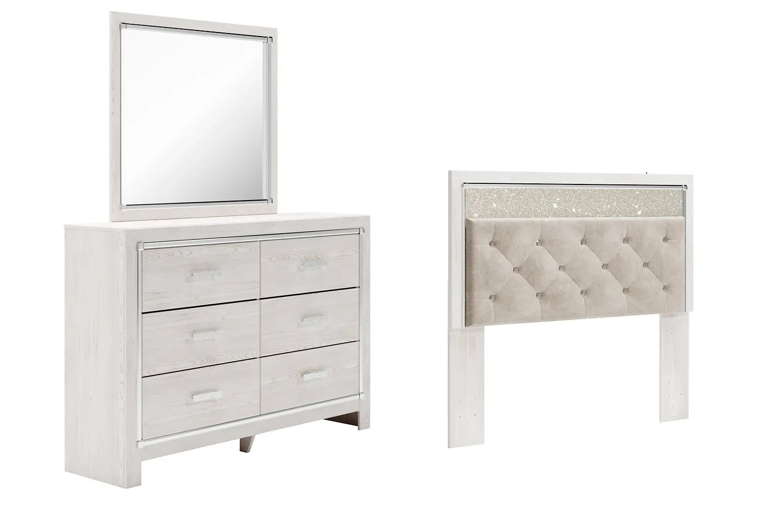 Altyra Queen Panel Headboard with Mirrored Dresser - Premier Furniture & Mattress
