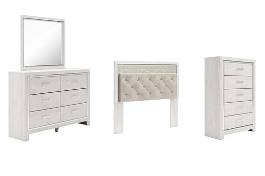 Altyra Queen Panel Headboard with Mirrored Dresser and Chest Premier Furniture & Mattress